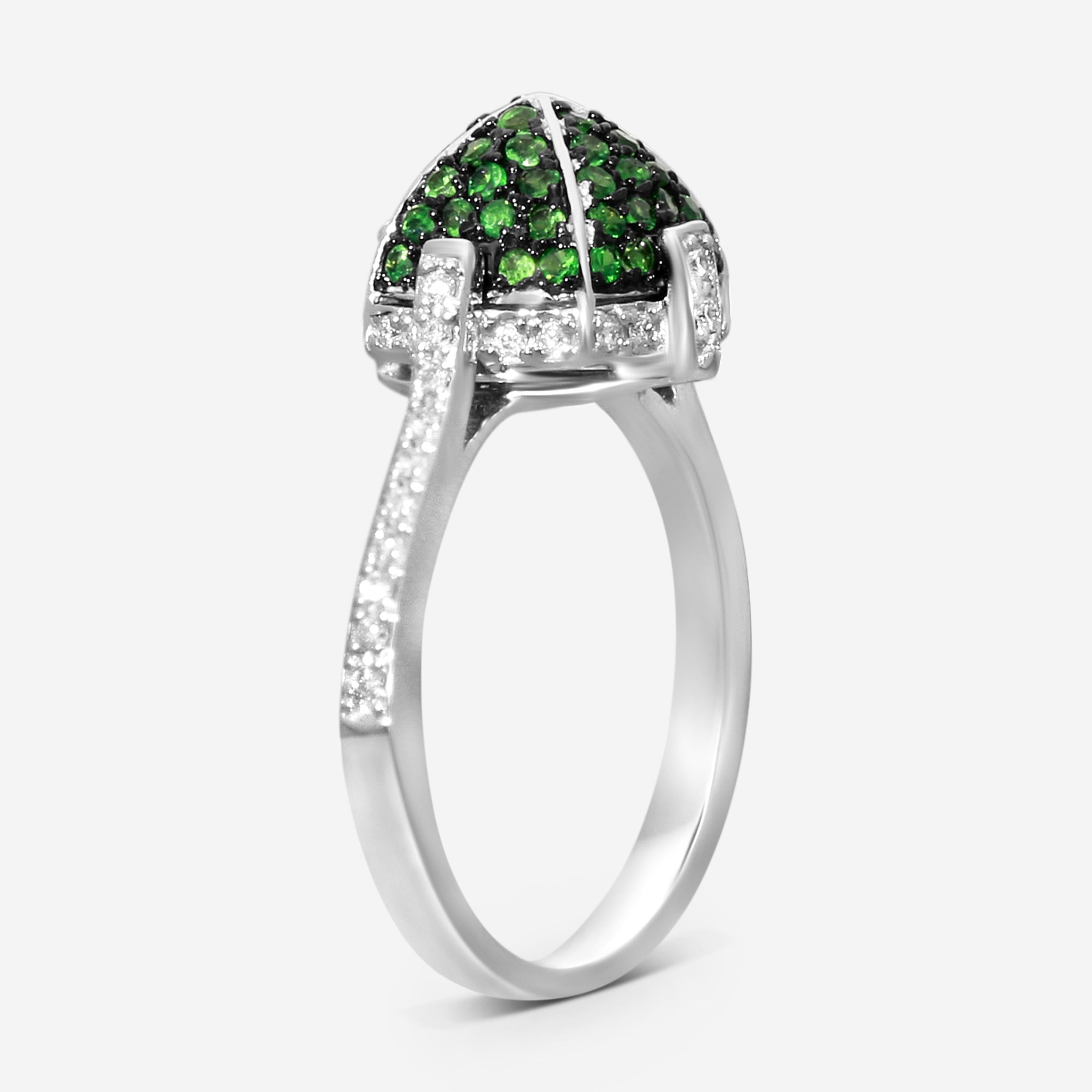 Goshwara Sugarloaf 18K White Gold Diamond and Tsavorite Ring Sz. 6 JR0153-TSAV-W