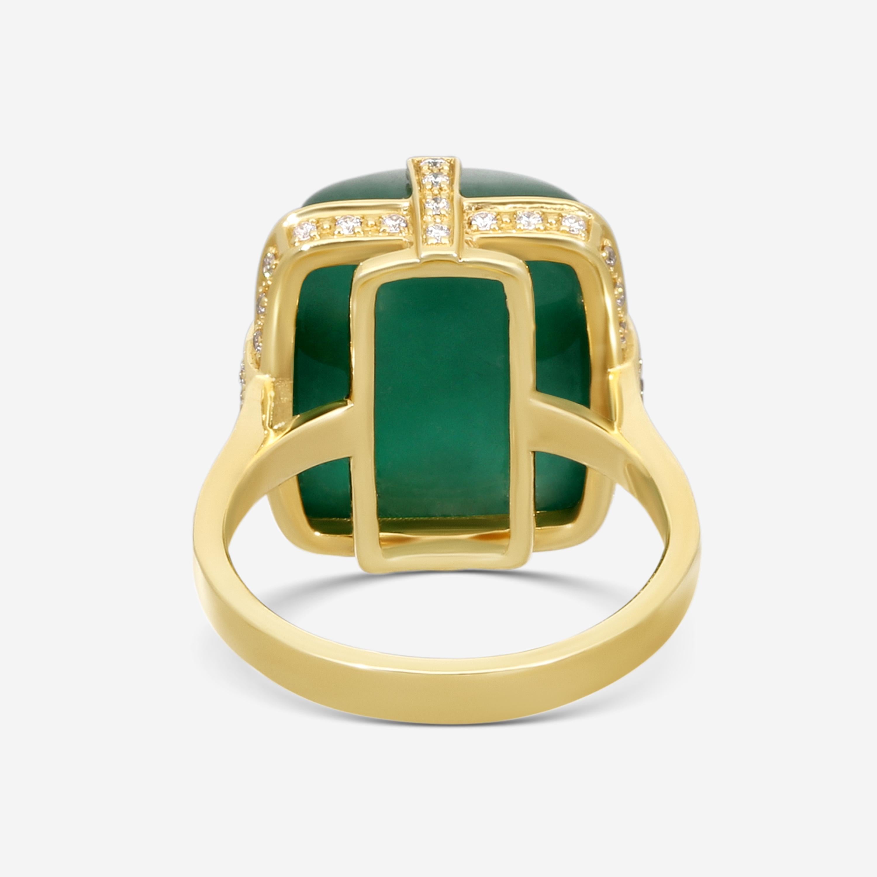 Goshwara G-One 18K Yellow Gold Emerald & Diamond Ring Sz. 7.5 JR0181-EMY
