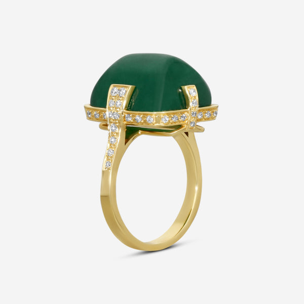 Goshwara G-One 18K Yellow Gold Emerald & Diamond Ring Sz. 7.5 JR0181-EMY