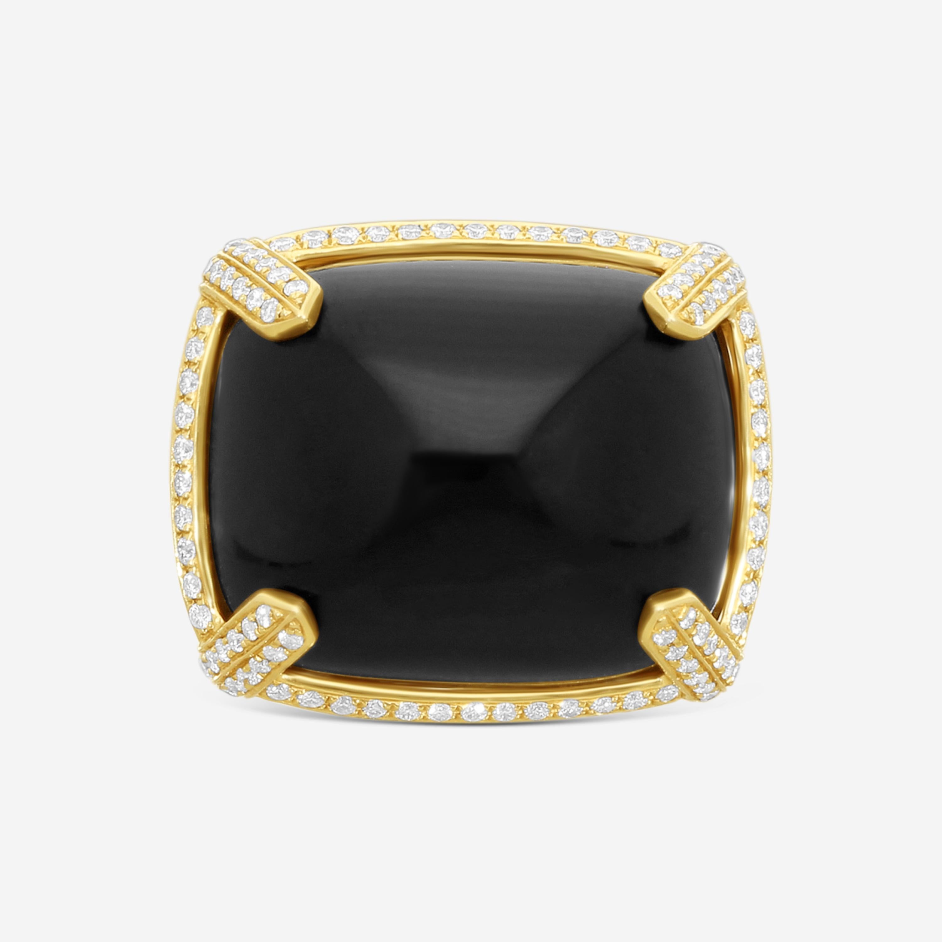 Goshwara Rock N Roll 18K Yellow Gold Onyx & Diamond Ring Sz. 7 JR0197-OX-Y