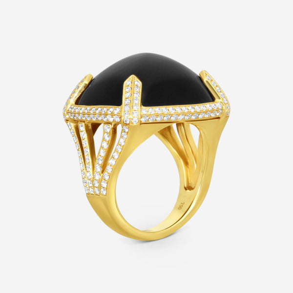 Goshwara Rock N Roll 18K Yellow Gold Onyx & Diamond Ring Sz. 7 JR0197-OX-Y