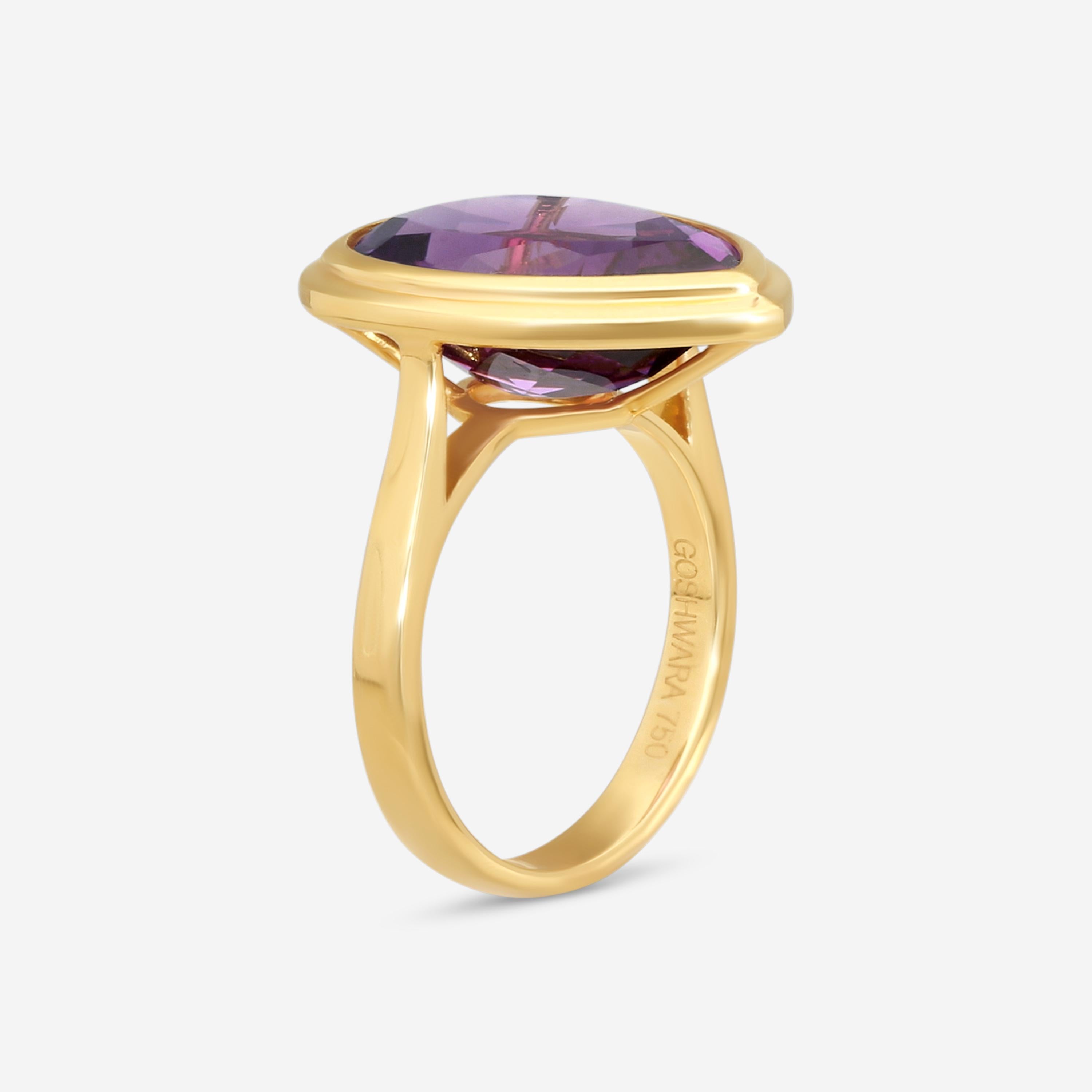 Goshwara G-One 18K Yellow Gold Amethyst Ring Sz. 7 JR0335-AMY