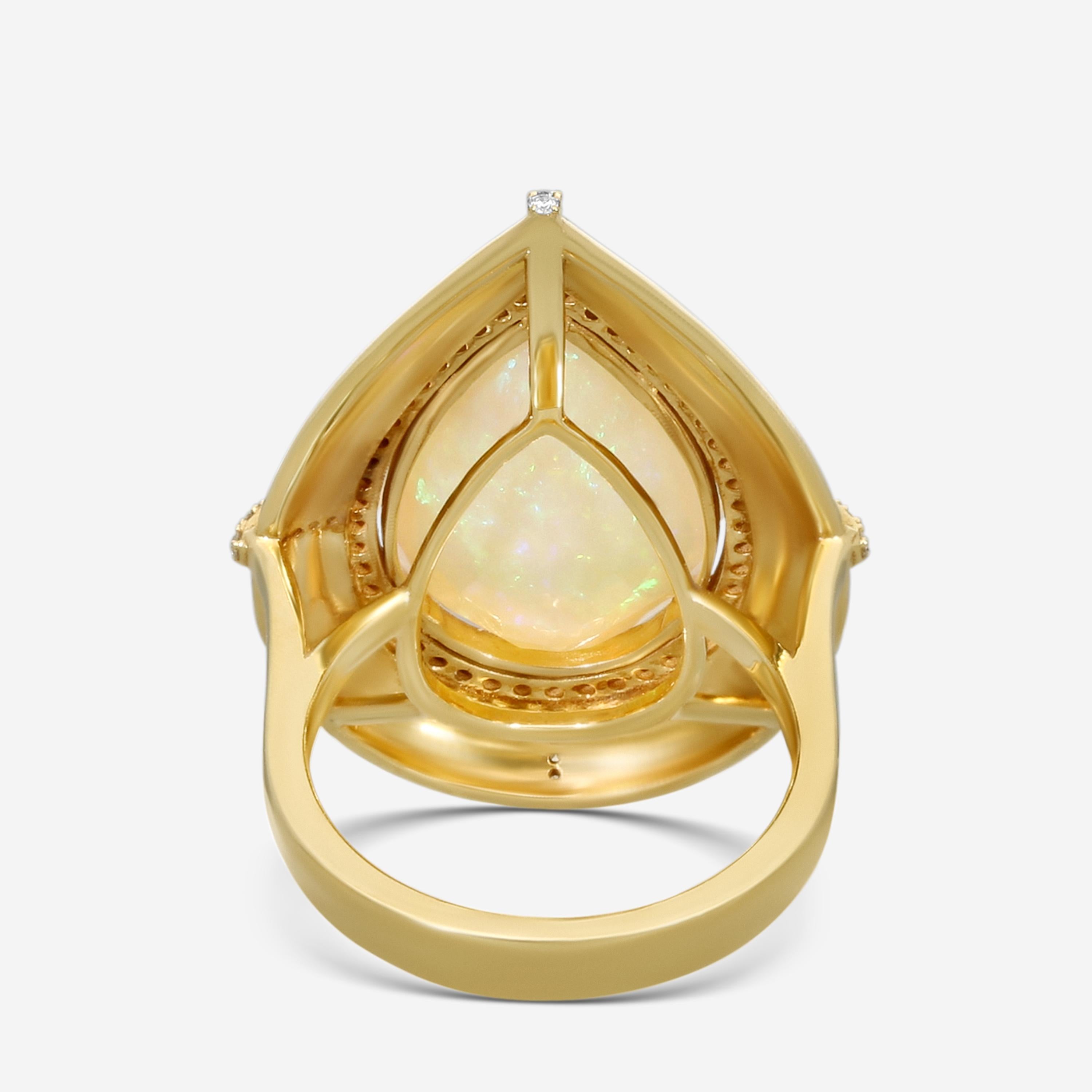 Goshwara G-One 18K Yellow Gold Opal & Diamond Ring Sz. 6.5 JR0422-OPY