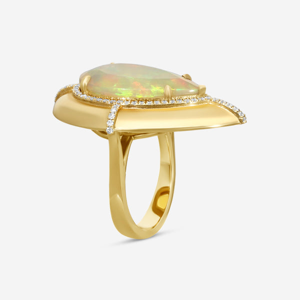 Goshwara G-One 18K Yellow Gold Opal & Diamond Ring Sz. 6.5 JR0422-OPY