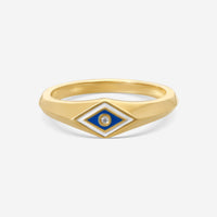 Sydney Evan Tiny Enamel Groovy Eye 14K Yellow Gold Diamond Signet Ring Sz. 4.5 KE1469NAWH-Y4.5 - THE SOLIST