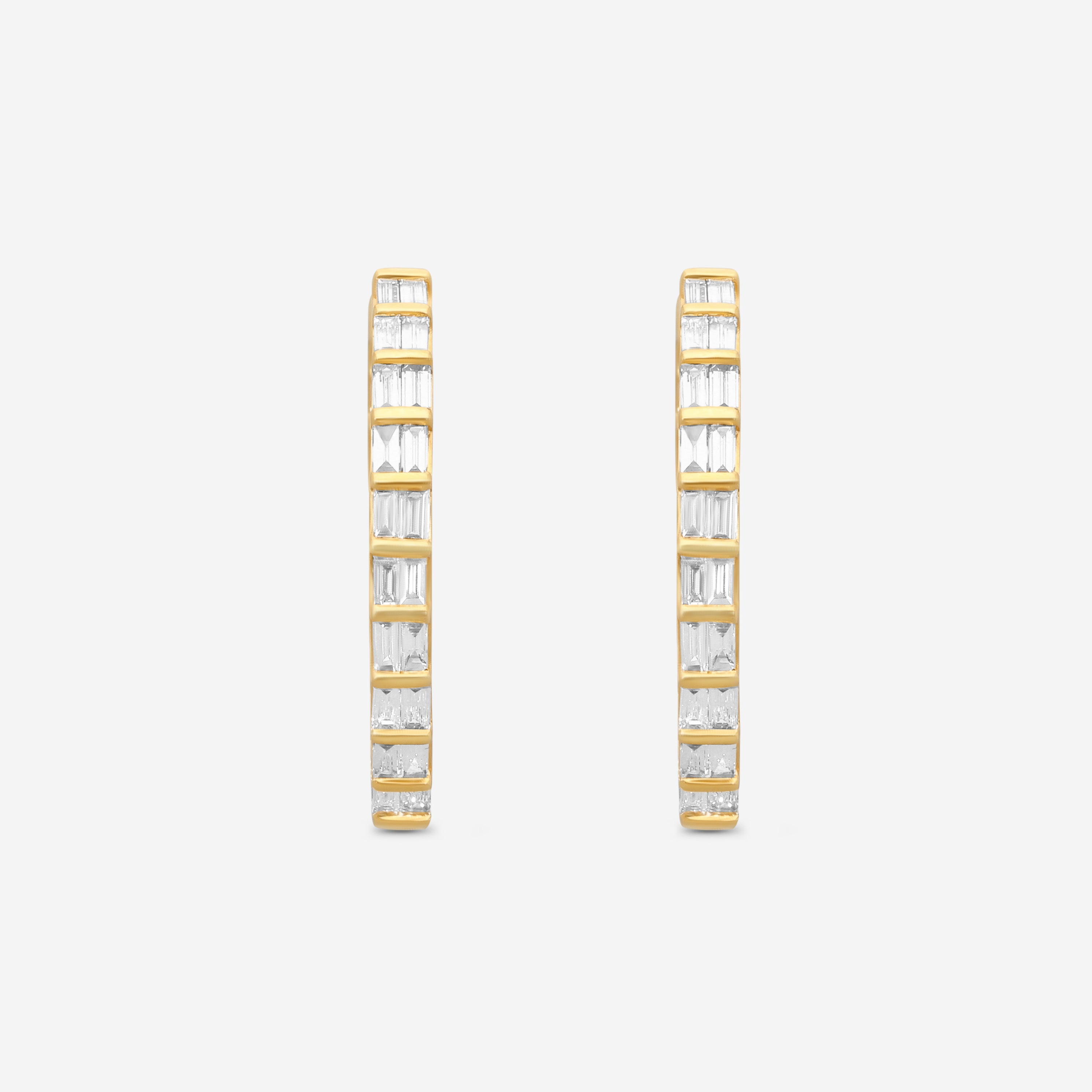 Ina Mar 14K Yellow Gold Inside-Out Baquette Cut Diamond Hoop Earrings KE303375YQ-G