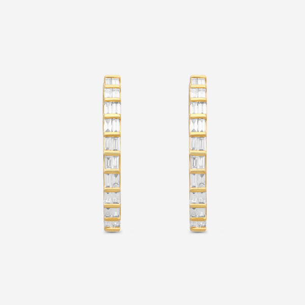 Ina Mar 14K Yellow Gold Inside-Out Baquette Cut Diamond Hoop Earrings KE303375YQ-G