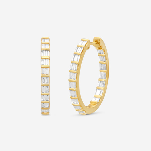 Ina Mar 14K Yellow Gold Inside-Out Baquette Cut Diamond Hoop Earrings KE303375YQ-G