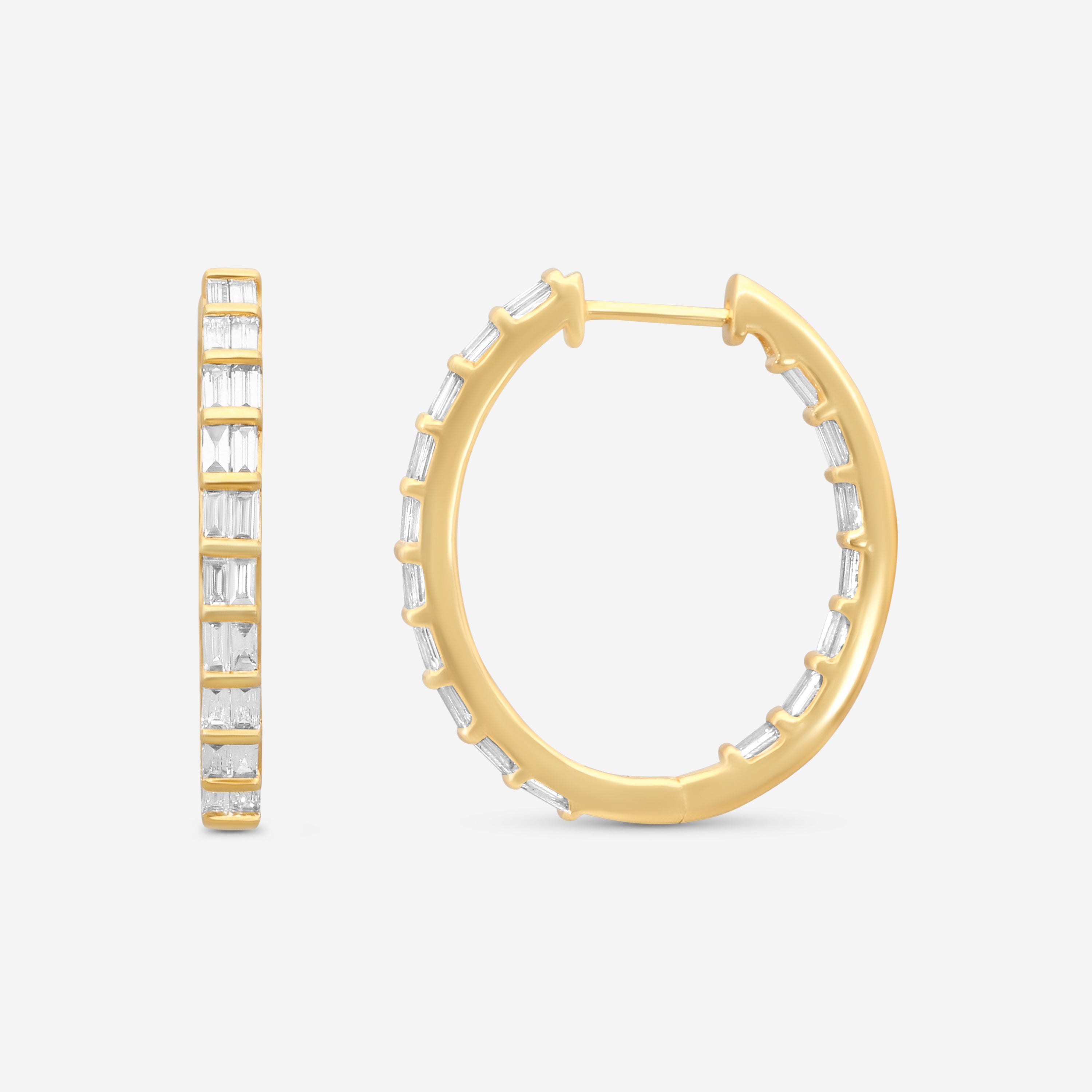 Ina Mar 14K Yellow Gold Inside-Out Baquette Cut Diamond Hoop Earrings KE303375YQ-G