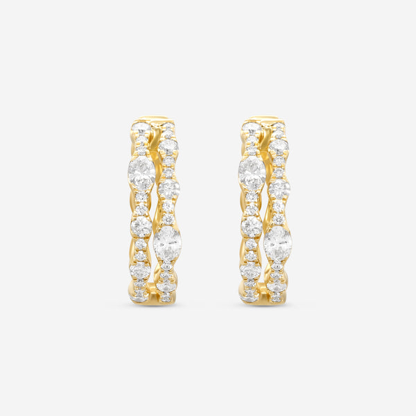 Ina Mar 14K Yellow Gold Oval & Round Cut Diamond Hoop Earrings KE611743YQ-G