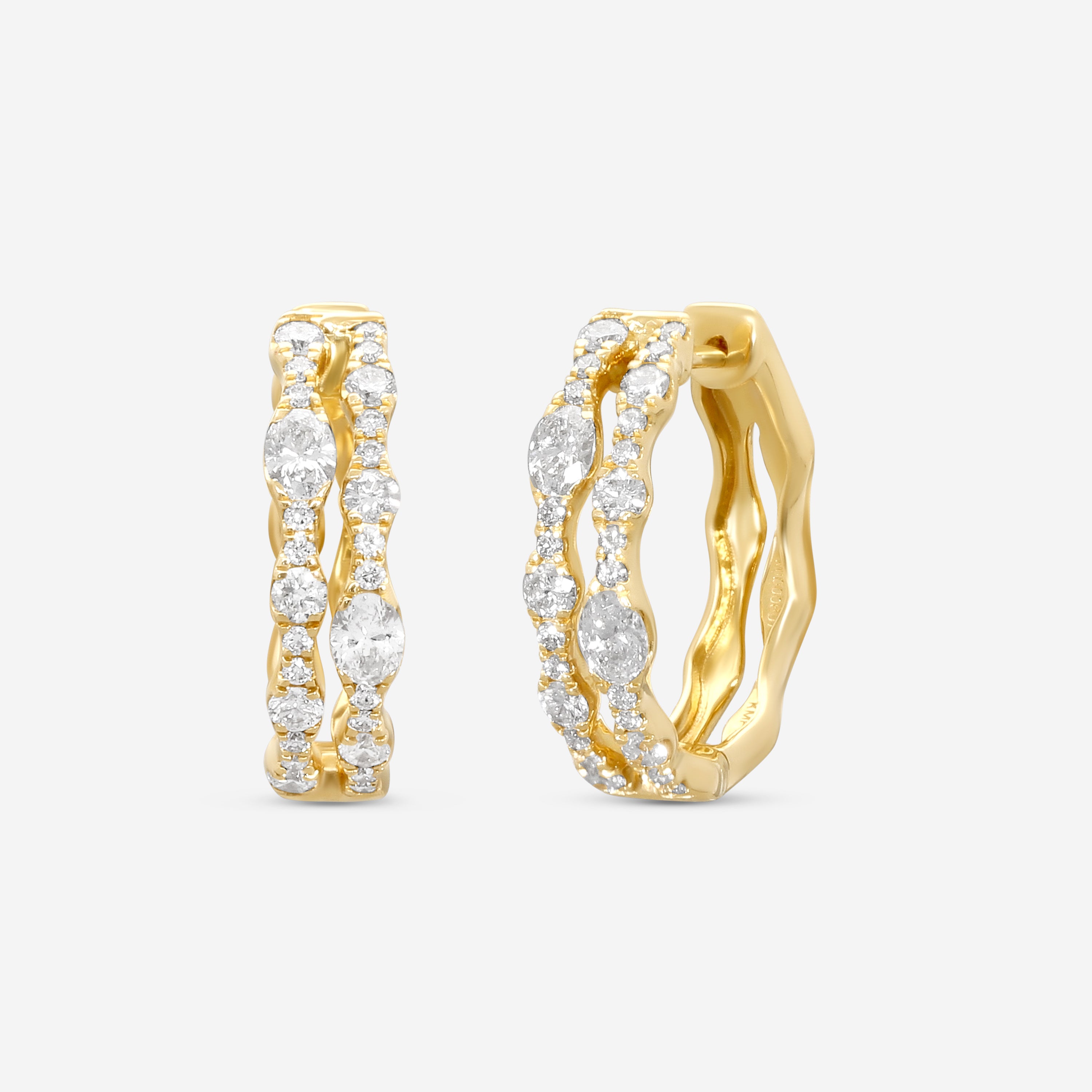 Ina Mar 14K Yellow Gold Oval & Round Cut Diamond Hoop Earrings KE611743YQ-G