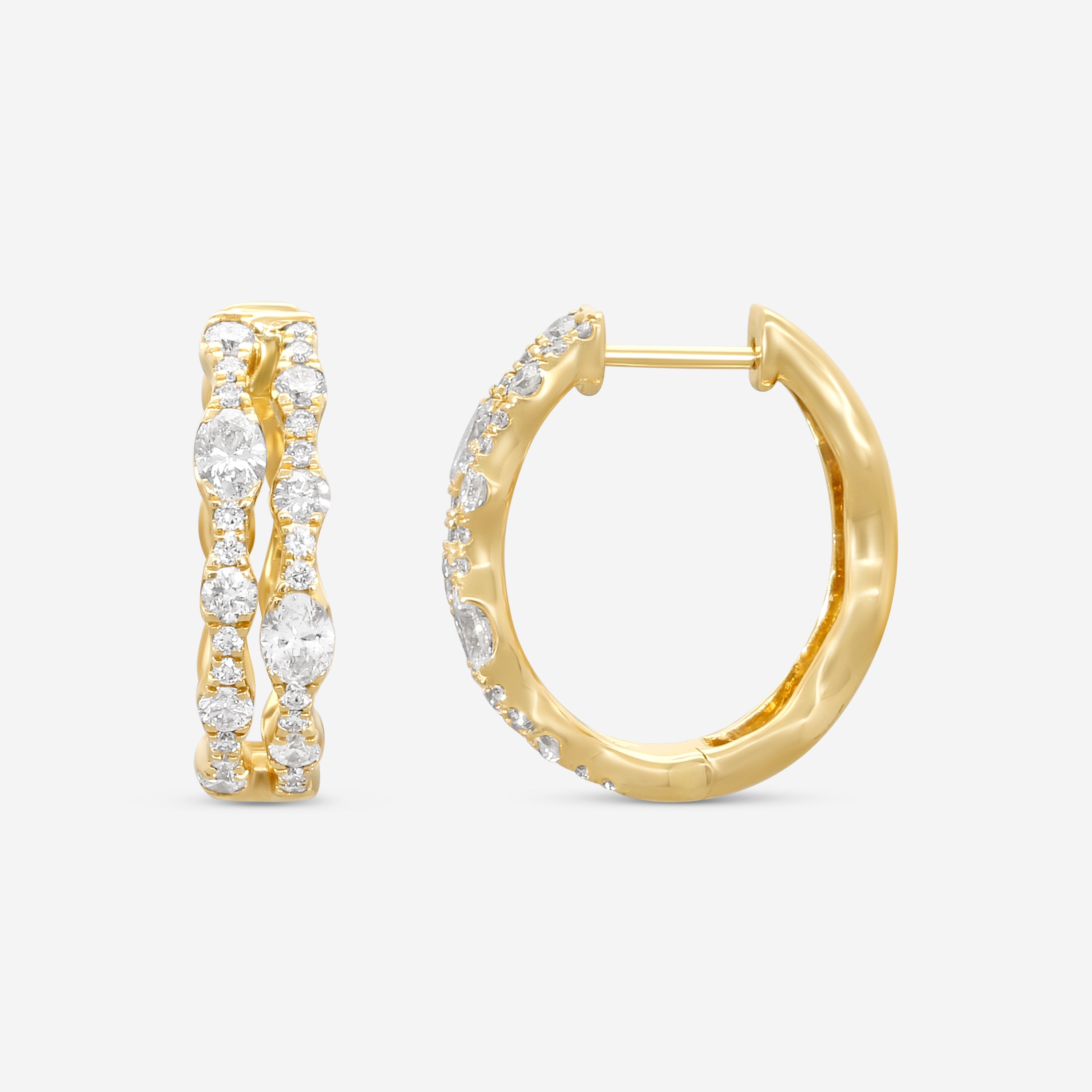 Ina Mar 14K Yellow Gold Oval & Round Cut Diamond Hoop Earrings KE611743YQ-G