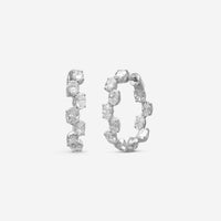 Ina Mar 14K White Gold Inside-Out Oval Cut Diamond Hoop Earrings KE800827Q-G
