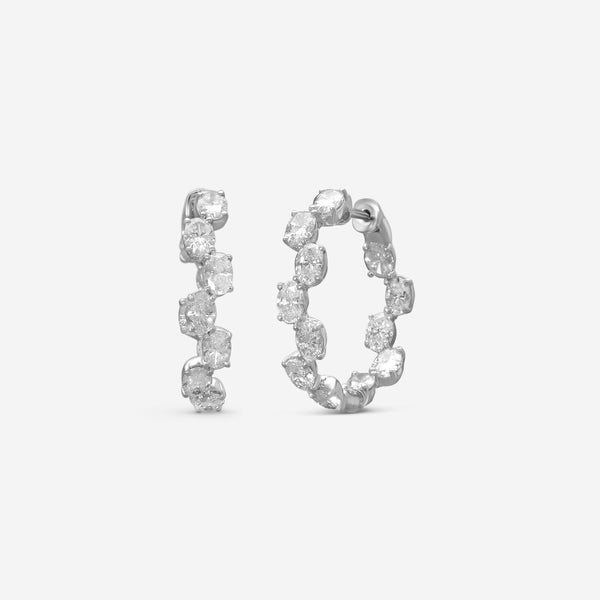 Ina Mar 14K White Gold Inside-Out Oval Cut Diamond Hoop Earrings KE800827Q-G