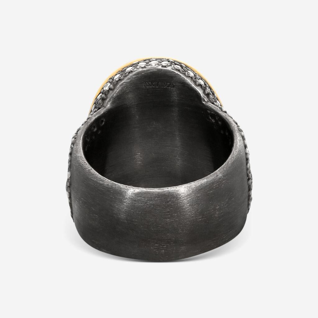 Armenta 18K Yellow Gold & Blackened Sterling Silver Cocktail Ring Sz. 6.5 19931