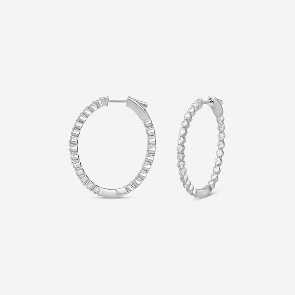 Ina Mar 14K White Gold Diamond Shared Prong Oval Hoop Earrings E1182B-FW-200F - THE SOLIST
