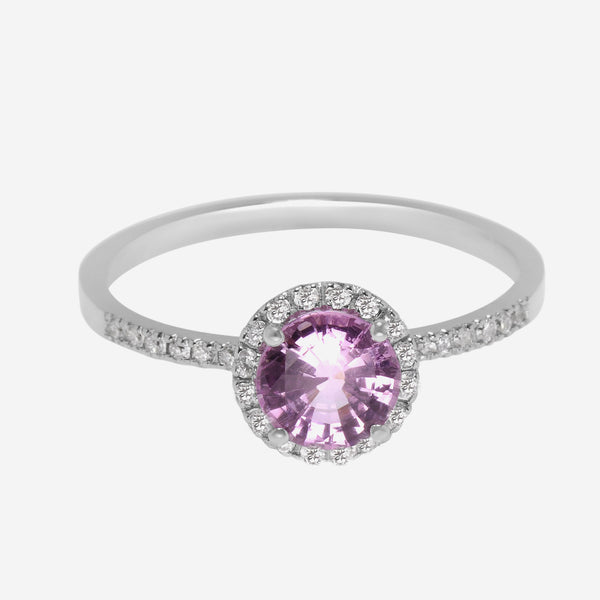 Suzanne Kalan 18K White Gold Diamond and Pink Sapphire Ring Sz 6.75 KO87 - THE SOLIST