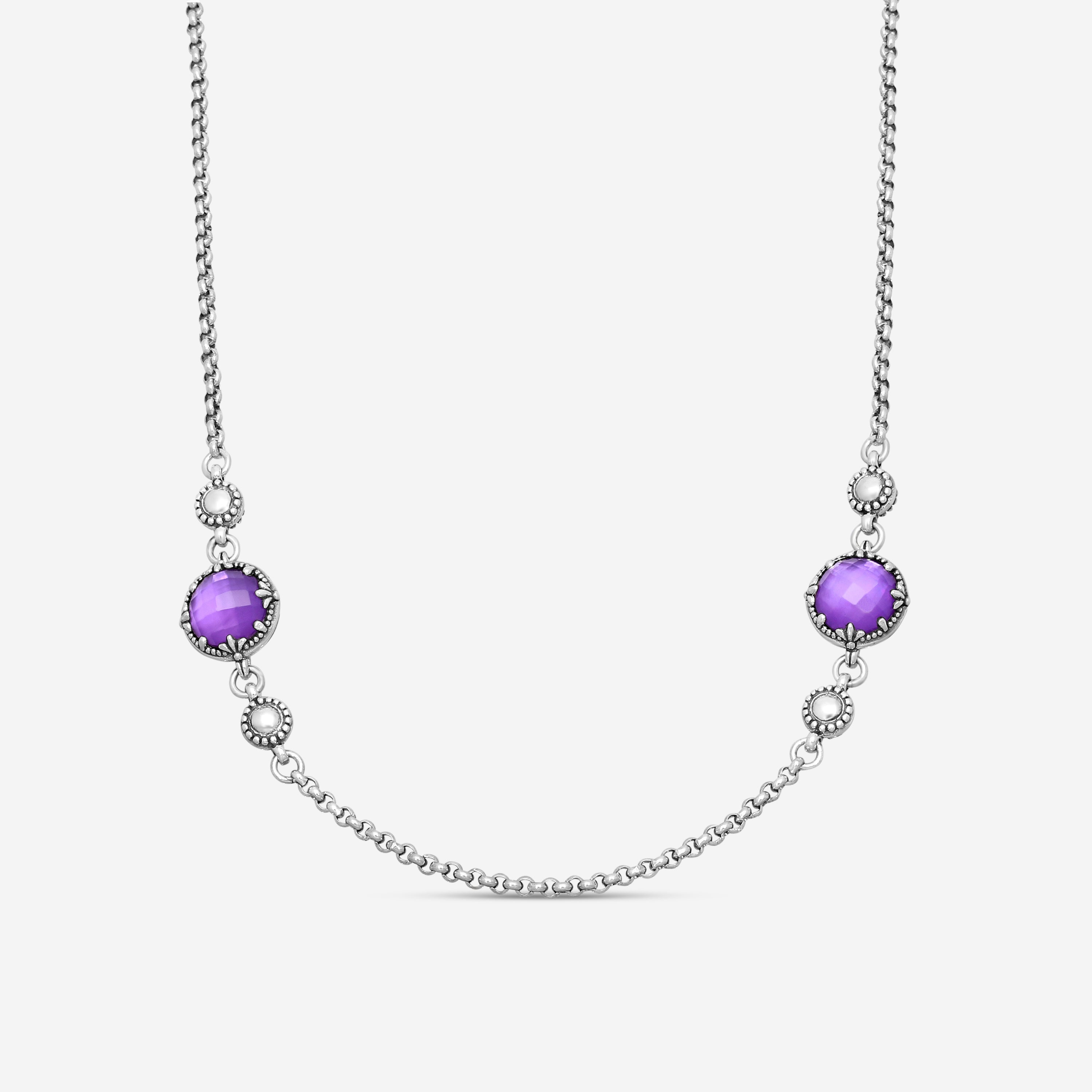 KONSTANTINO – “Gen K 2” Sterling Silver, Amethyst Doublet Necklace (AD: 8 mm) – KOKJ501-131-653-18 2U

Chain Length: 18.0 in. - THE SOLIST