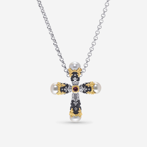 Konstantino Nemesis Sterling Silver and 18K Yellow Gold with Tourmaline Pendant Necklace KOMK4728-229-CAB-CUT - THE SOLIST
