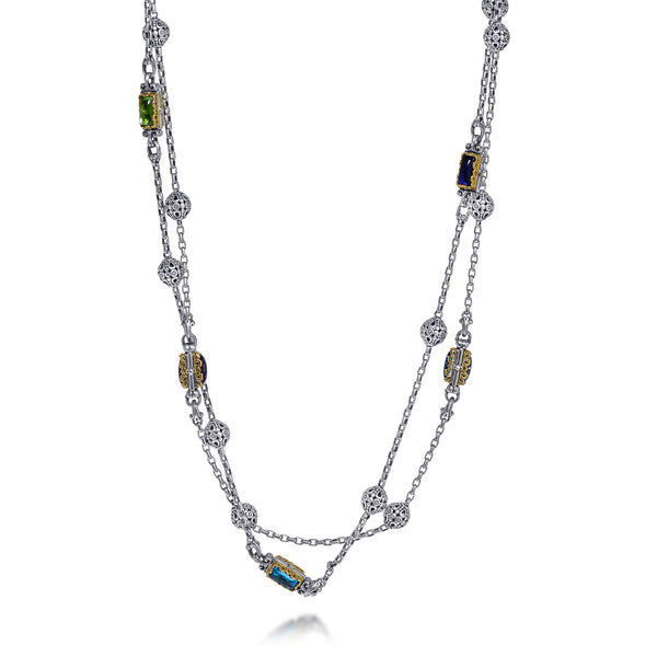 Konstantino Kleos Sterling Silver & 18K Yellow Gold, Multistone Station Necklace KOMK4766-503-36