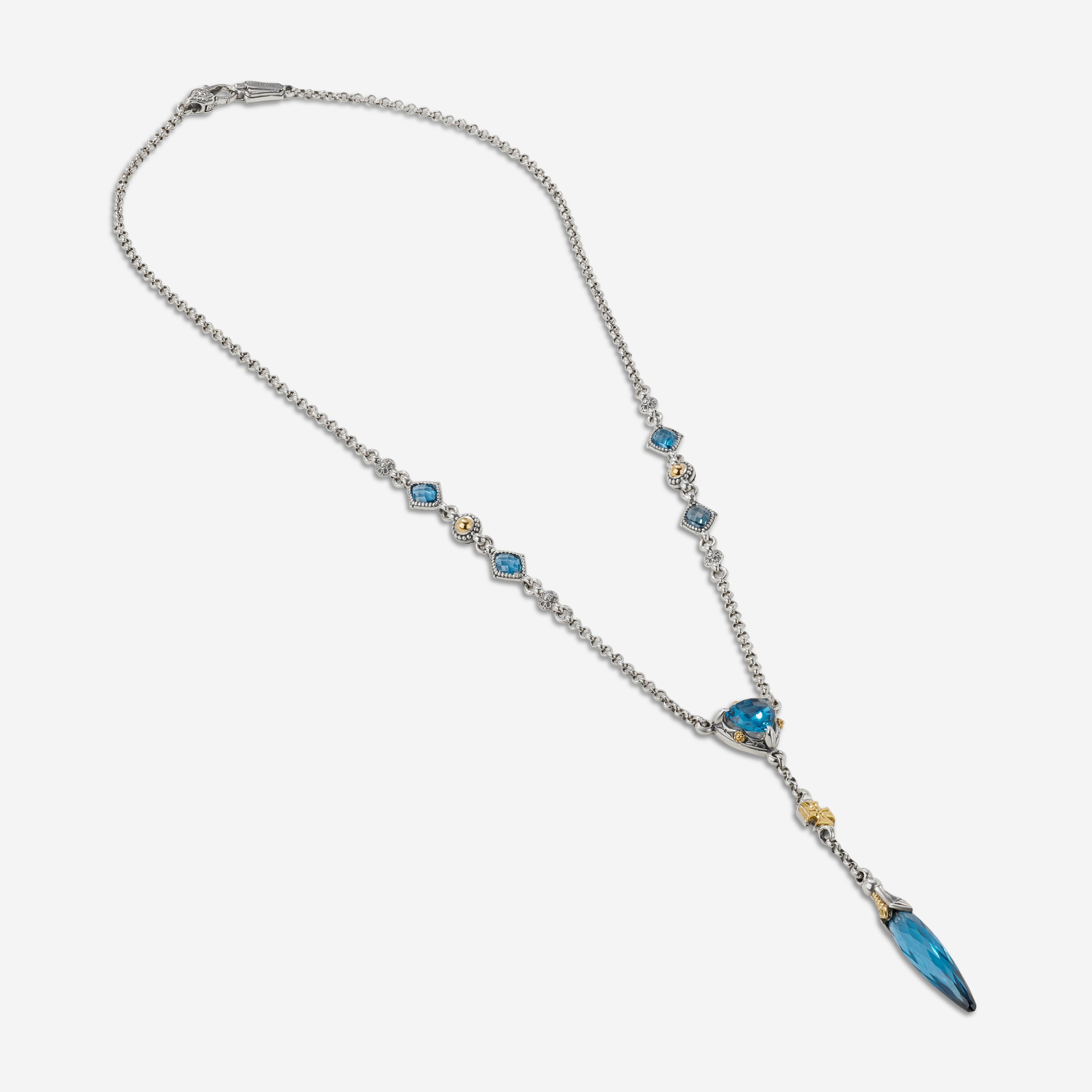 Konstantino Anthos Sterling Silver 18k Gold Blue Spinel Necklace KOMK4788-478-22 - THE SOLIST