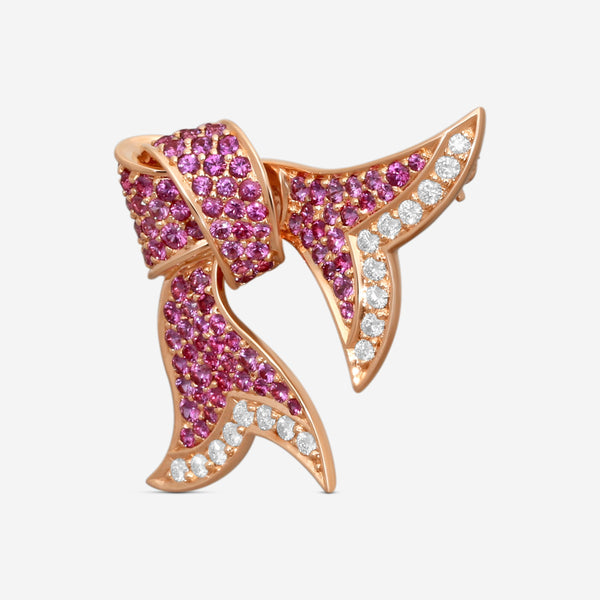 Suna 18K Rose Gold Diamond & Sapphire Bow Pin KP9006KSPG