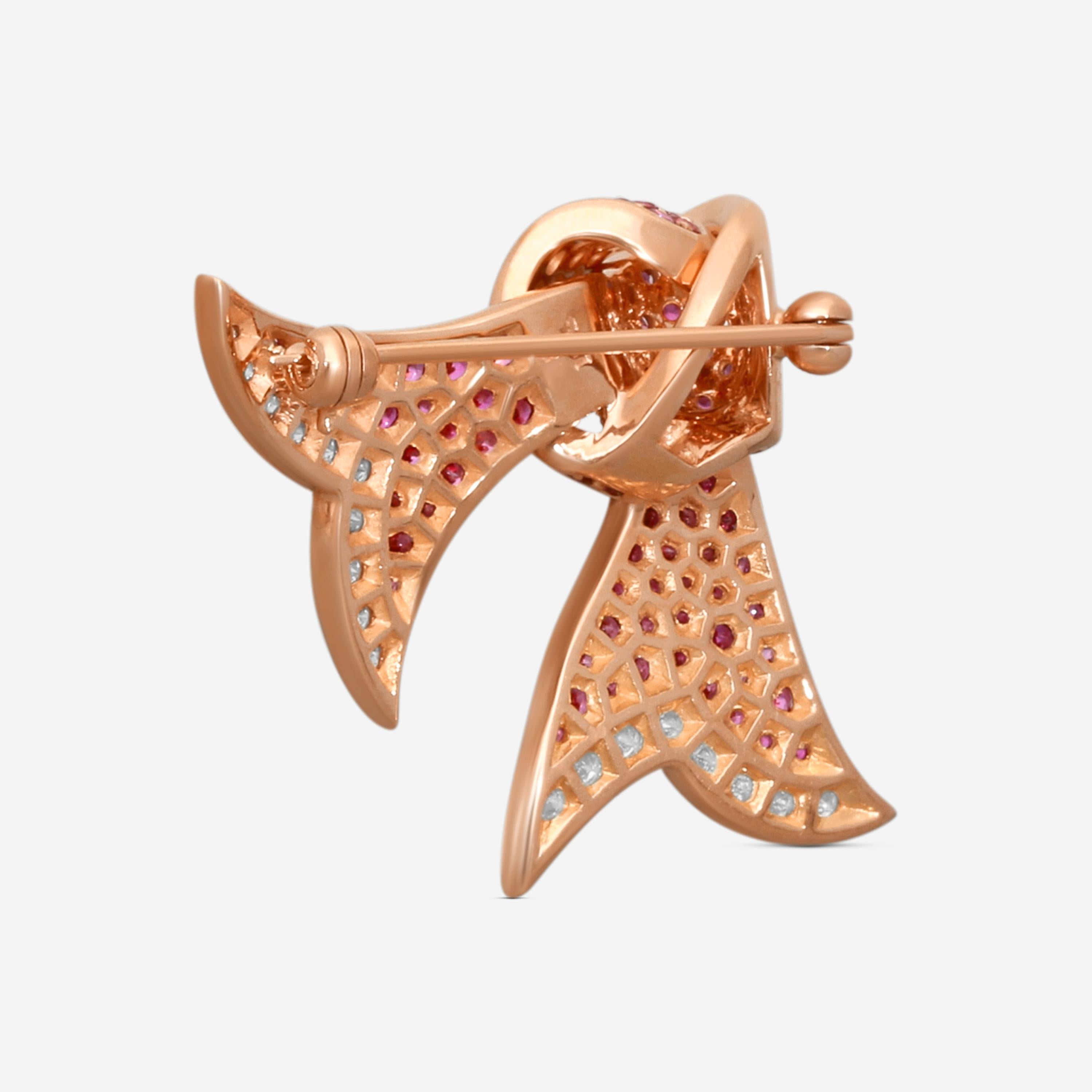 Suna 18K Rose Gold Diamond & Sapphire Bow Pin KP9006KSPG