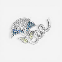 Suna 18K White Gold Multi-Gemstone Flower Pin KP9007SW