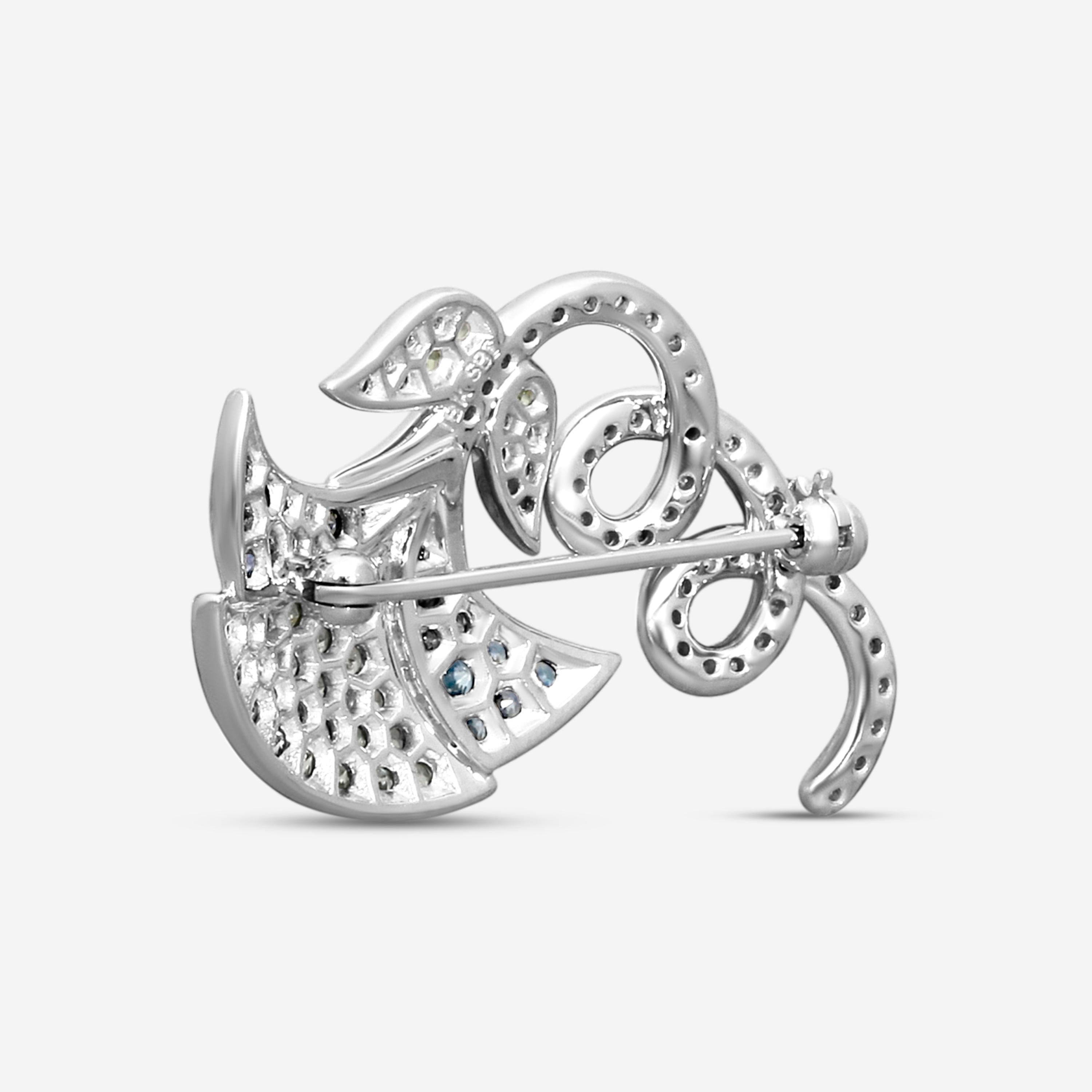 Suna 18K White Gold Multi-Gemstone Flower Pin KP9007SW