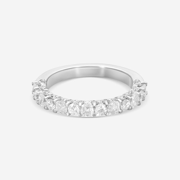 Ina Mar 18K White Gold Radiant & Round Cut Diamond Band Ring Sz. 7 KR105263