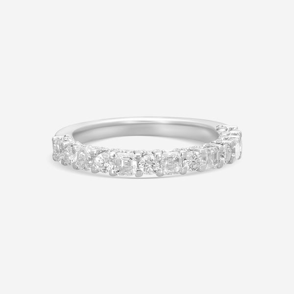 Ina Mar 14K White Gold Asscher & Round Cut Diamond Band Ring Sz. 7 KR105265