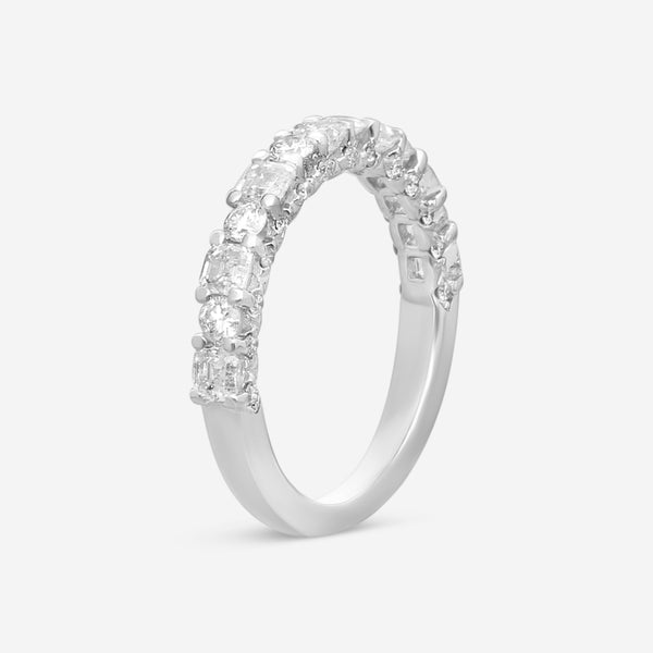 Ina Mar 14K White Gold Asscher & Round Cut Diamond Band Ring Sz. 7 KR105265