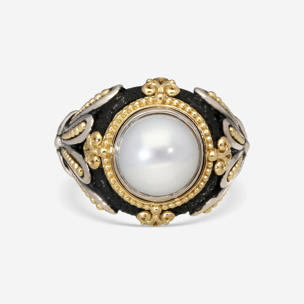 Konstantino Nemesis Sterling Silver & 18k Yellow Gold Ring DMK2099-122 S8.5