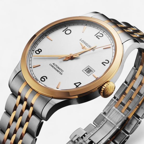 Longines Record Stainless Steel & 18K Rose Gold Automatic Men’s Watch L2.821.5.76.7