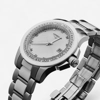 Longines Conquest Stainless Steel & White Ceramic Diamond Quartz Ladies Watch L3.281.0.87.7