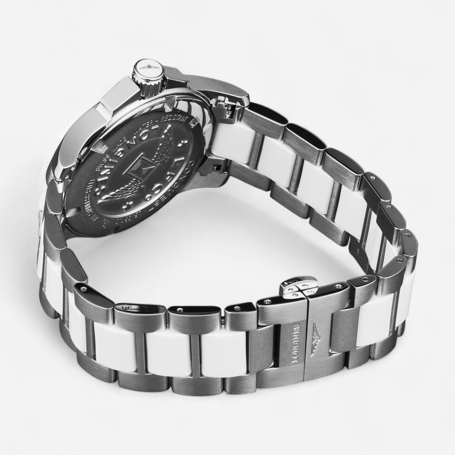 Longines Conquest Stainless Steel & White Ceramic Diamond Quartz Ladies Watch L3.281.0.87.7