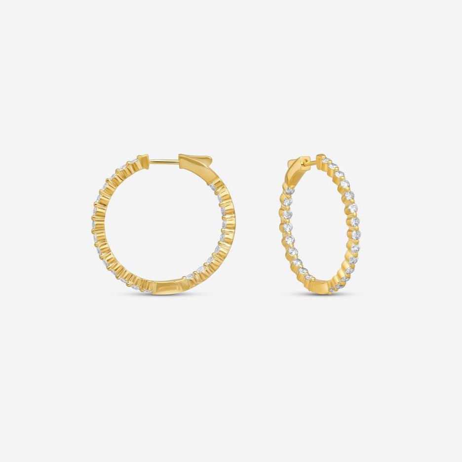 Ina Mar 14K Yellow Gold Diamond Shared Prong Hoop Earrings E1183B-FY-200F - THE SOLIST