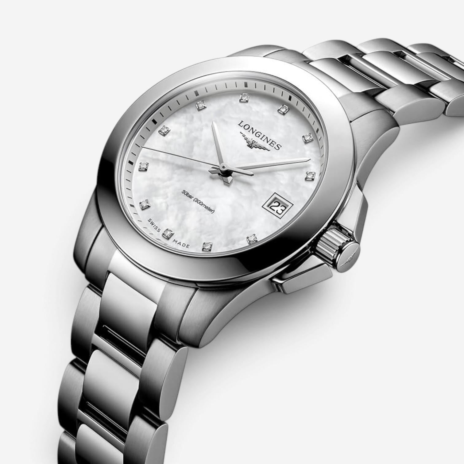 Longines Conquest Stainless Steel Diamond Quartz Ladies Watch L3.376.4.87.6