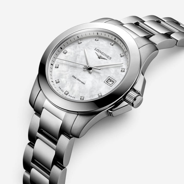 Longines Conquest Stainless Steel Diamond Quartz Ladies Watch L3.376.4.87.6
