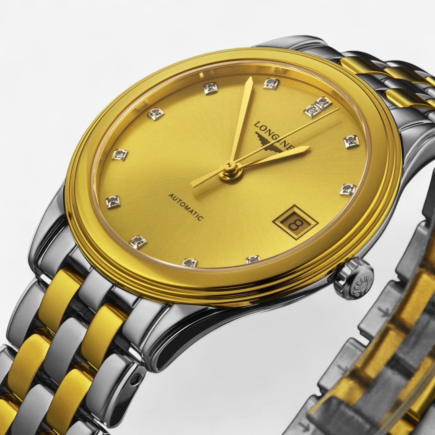 Longines Flagship Stainless Steel & 18K Yellow Gold Diamond Automatic Men’s Watch L4.774.3.37.7