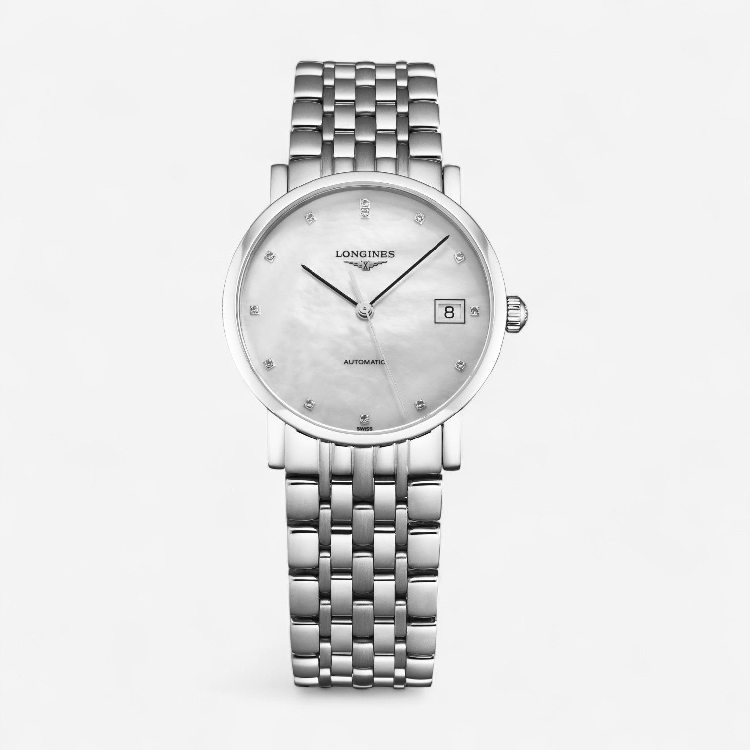 Longines Elegant Stainless Steel Diamond Automatic Ladies Watch L4.809.4.87.6