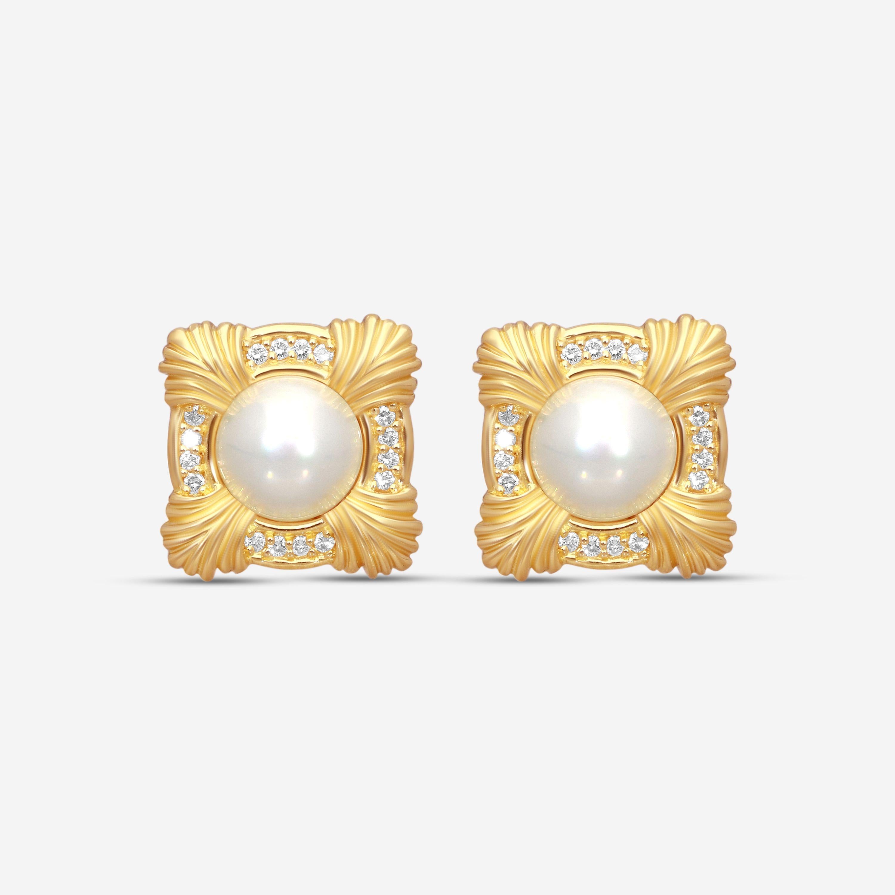 Suna 18K Yellow Gold Mabe & Diamond Earrings E2069MBY