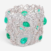 Diana M. Jewels 18K White Gold Emerald & Diamond Multi-Strand Bracelet LB1171-1