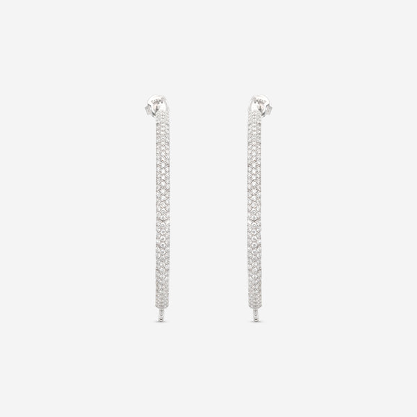 Mattia Cielo Rugiada Pave 18K White Gold & Titanium Diamond Hoop Earrings LJWR225-W