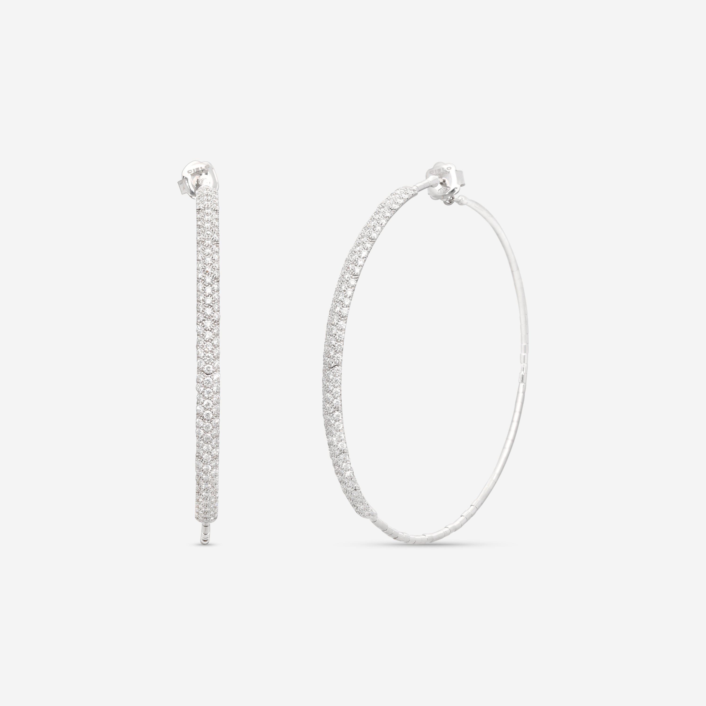 Mattia Cielo Rugiada Pave 18K White Gold & Titanium Diamond Hoop Earrings LJWR225-W