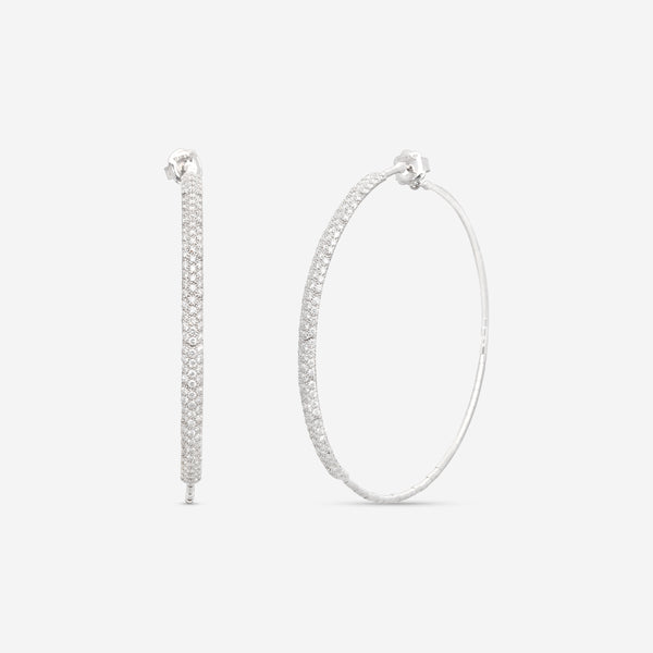 Mattia Cielo Rugiada Pave 18K White Gold & Titanium Diamond Hoop Earrings LJWR225-W