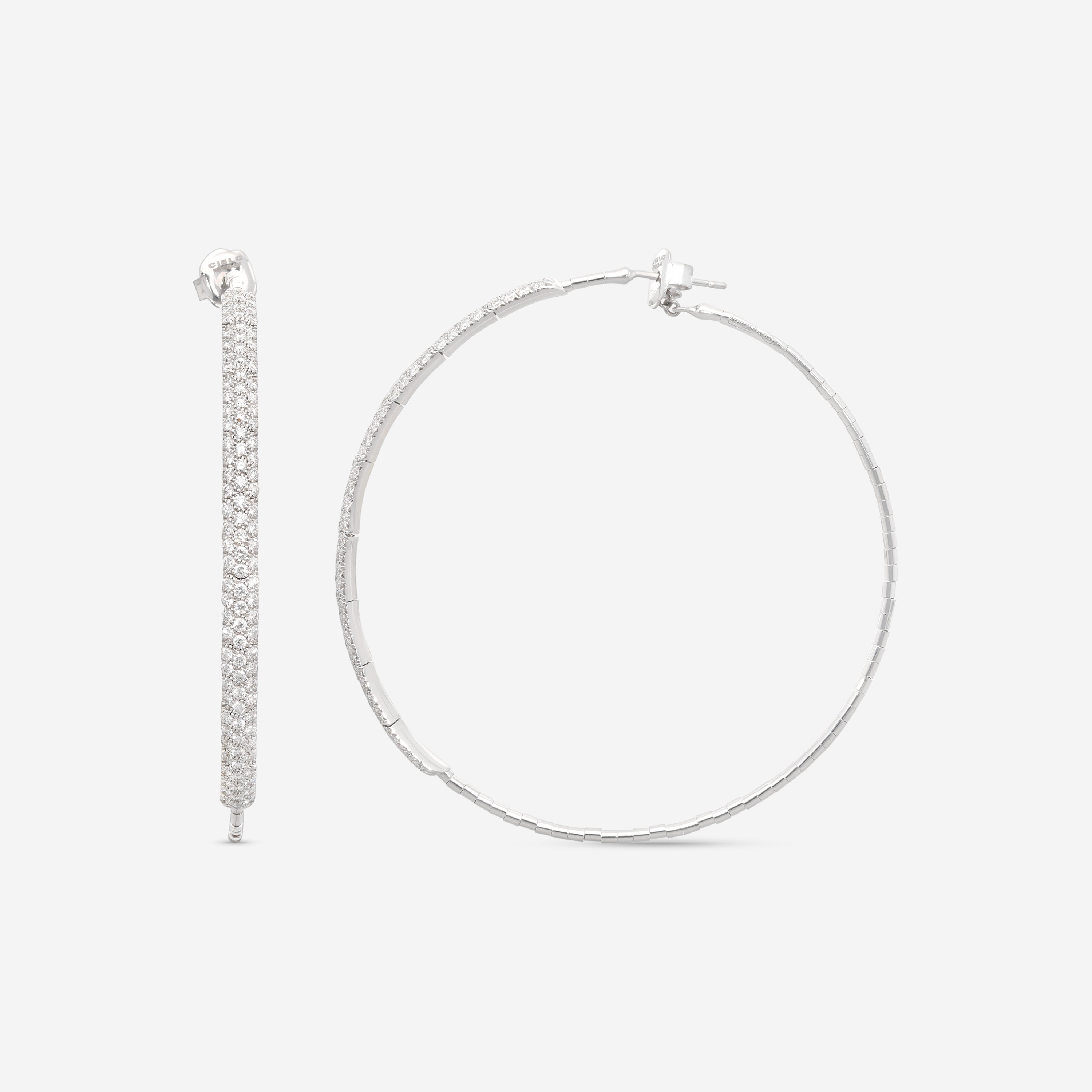 Mattia Cielo Rugiada Pave 18K White Gold & Titanium Diamond Hoop Earrings LJWR225-W