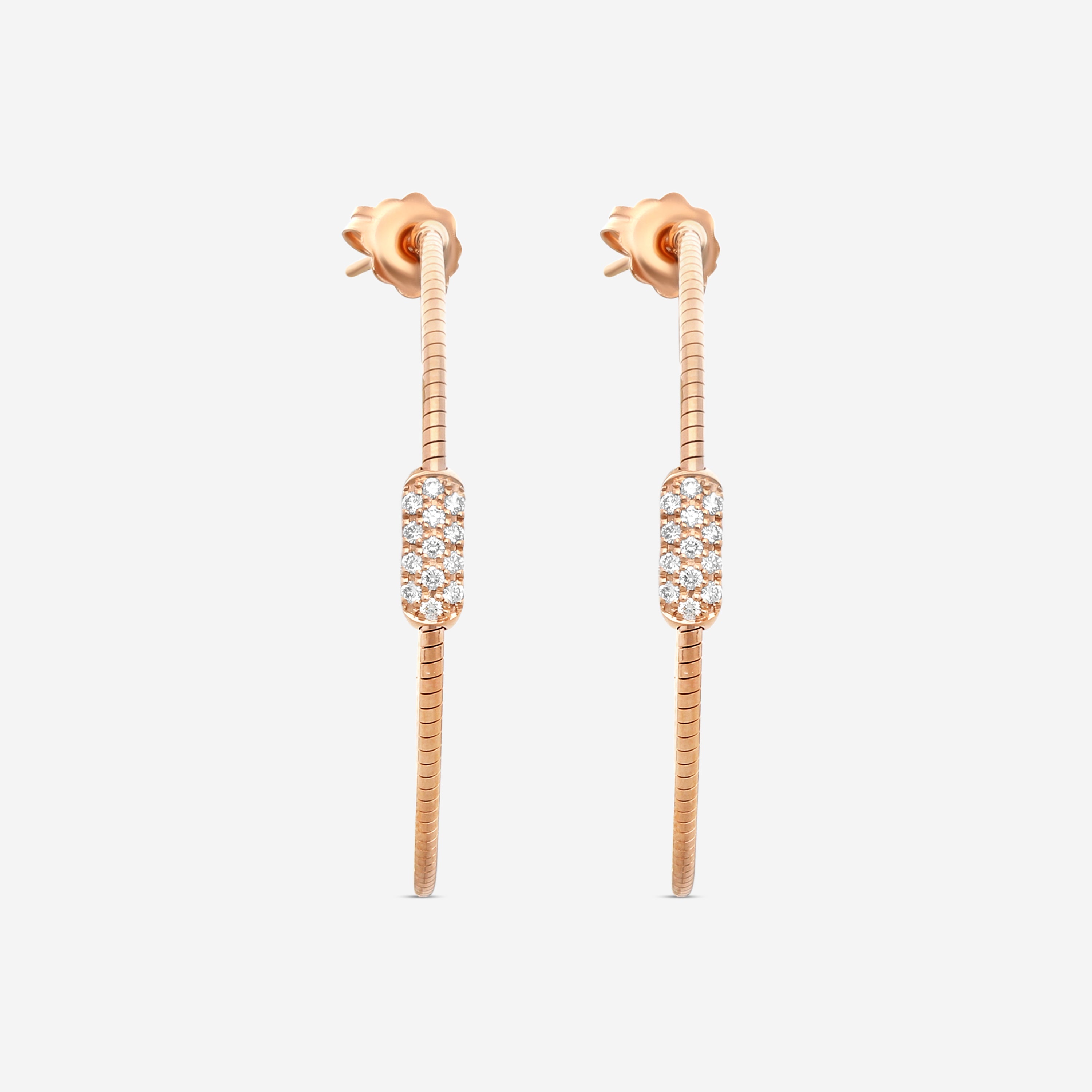 Mattia Cielo Rugiada Pave 18K Rose Gold & Titanium Diamond Hoop Earrings LJWR302E-P