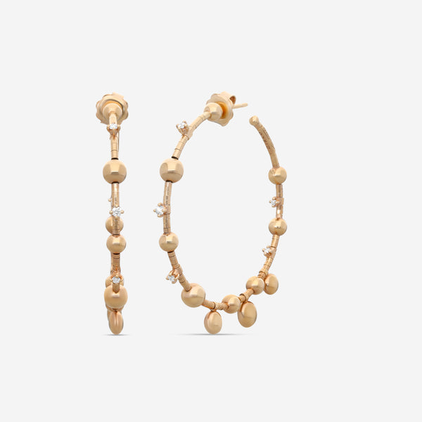 Mattia Cielo Rugiada Gocce 18K Rose Gold & Titanium Diamond Hoop Earrings LJWR303-P