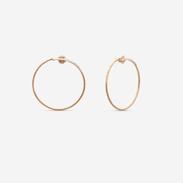 Mattia Cielo Rugiada Tennis 18K Rose Gold & Titanium Diamond Hoop Earrings LJWR318-P
